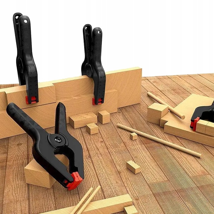 ZESTAW 8 SZT KLIPSÓW MODELARSKICH ŚCISK SPRĘŻYNOWY STOLARSKI KLAMRA