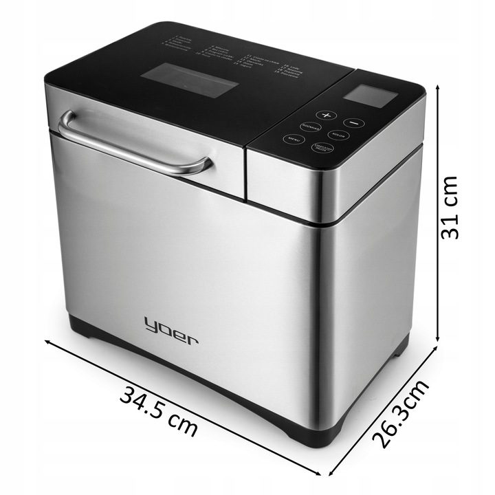 Wypiekacz do chleba Automat MENU PL Yoer INOX +Przepisy +19 programów