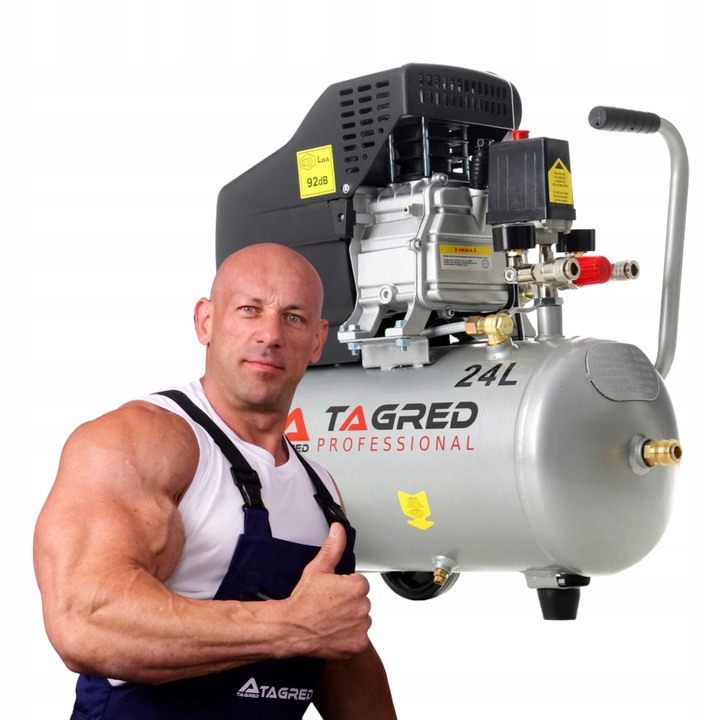 SPRĘŻARKA POWIETRZA KOMPRESOR OLEJOWY 3,4KM 24L + ZESTAW PNEUMATYCZNY