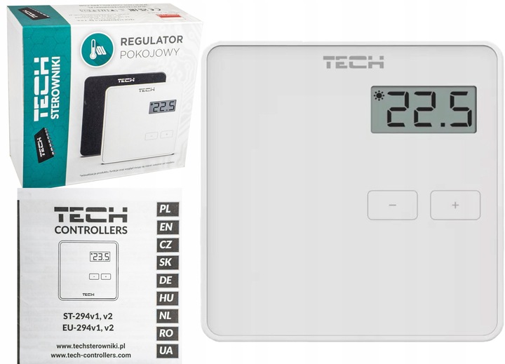 STEROWNIK REGULATOR TERMOSTAT POKOJOWY PRZEWODOWY TECH ST-294 v1 BIAŁY