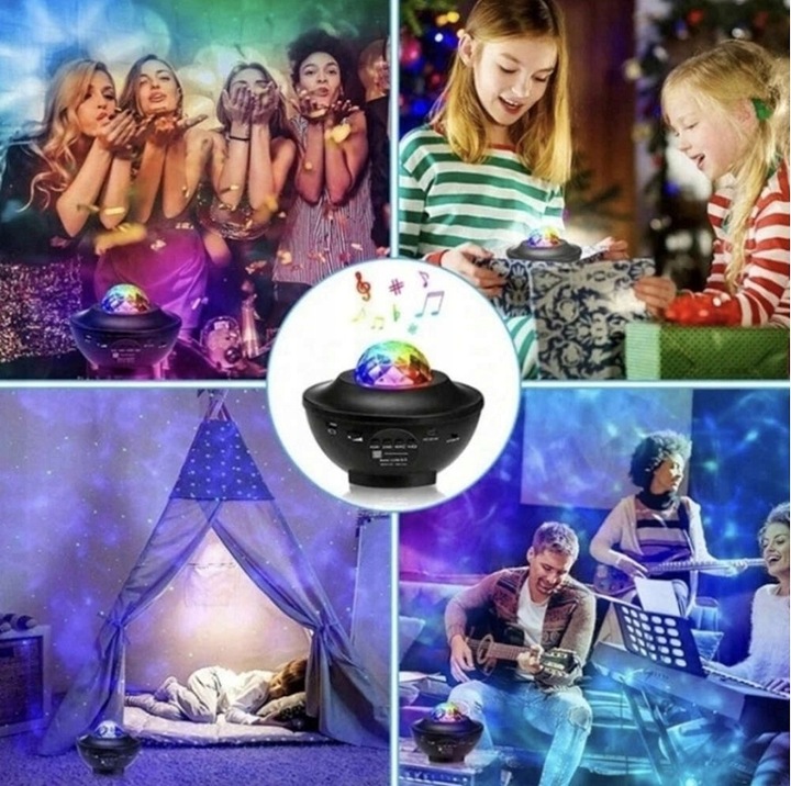 Projektor Gwiazd Rzutnik Nieba Lampka Nocna LED Głośnik Bluetooth + Pilot
