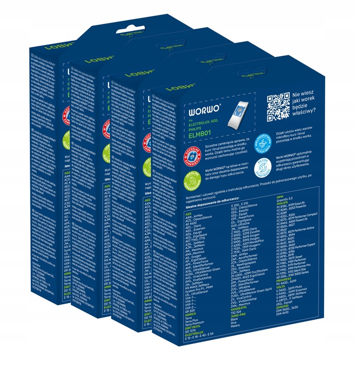 16x WORKI S-BAG WORWO DO ODKURZACZY ELECTROLUX PHILIPS AEG ELMB01 +