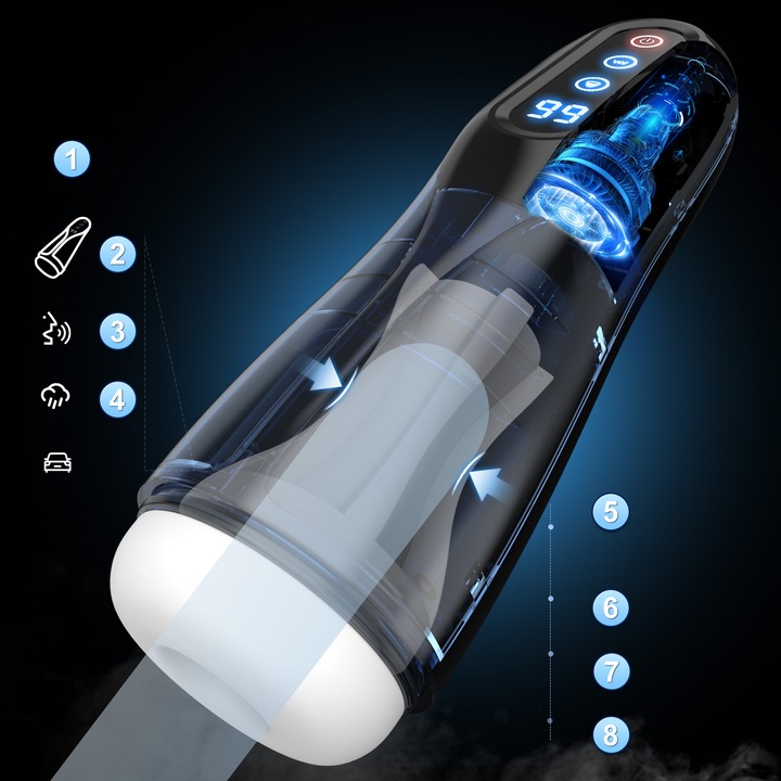 Automatyczne masturbator meski z funkcją ssania, wibracji, ogrzewania