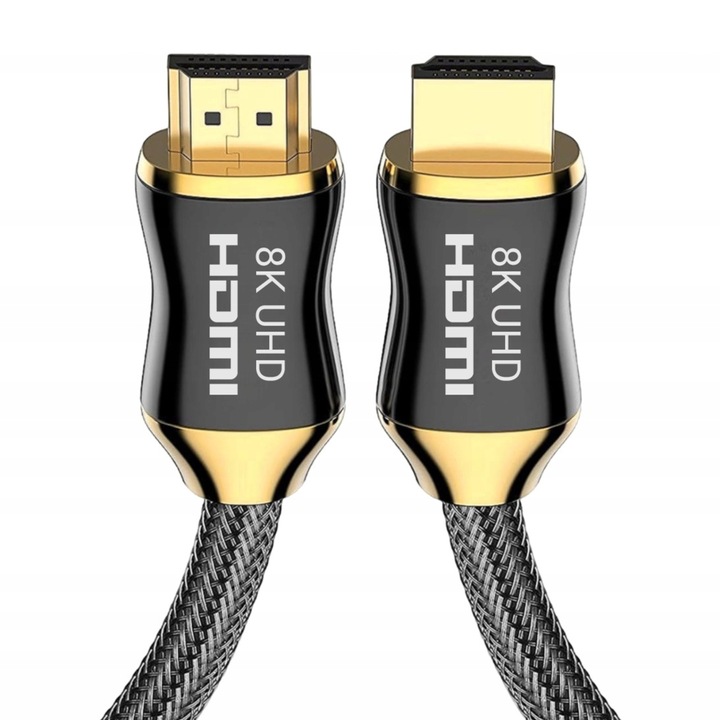 KABEL HDMI PRZEWÓD SZYBKI 2.1 HIGH SPEED 8K TV MOCNY GRUBY OPLOT ZŁOTE