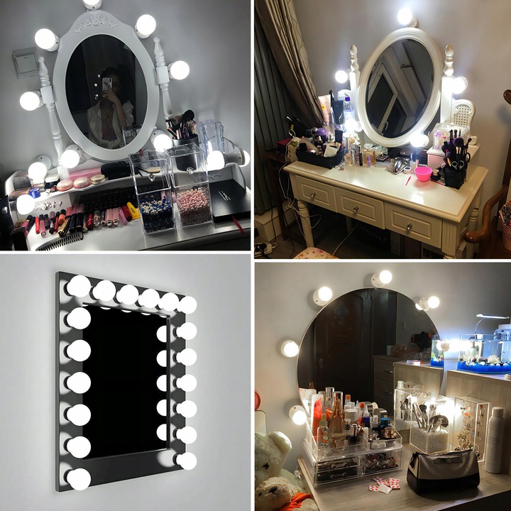 10x ŚWIATEŁKA LAMPKI LED NA LUSTRO TOALETKI 10 Poziomów Jasności 4,5M