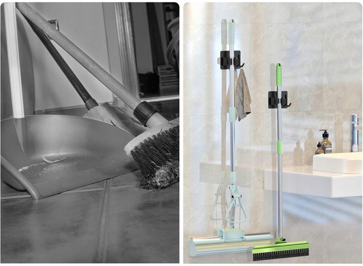 WIESZAK ścienny na Ręcznik Mop Miotła 4 SZTUKI Uchwyt do Łazienki i