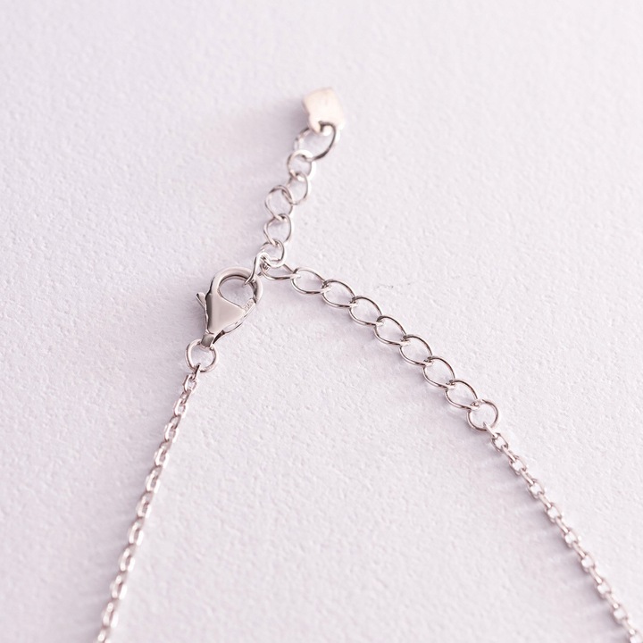 SREBRNY Naszyjnik Damski Łańcuszek SREBRO pr. 925 Koniczynka ONYKS + GRATIS