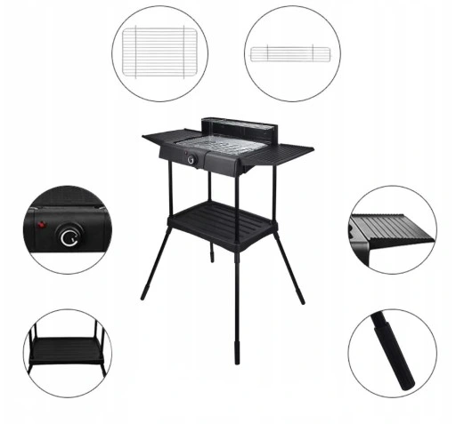 DUŻY GRILL ELEKTRYCZNY OGRODOWY STOJĄCY 2000W 2w1