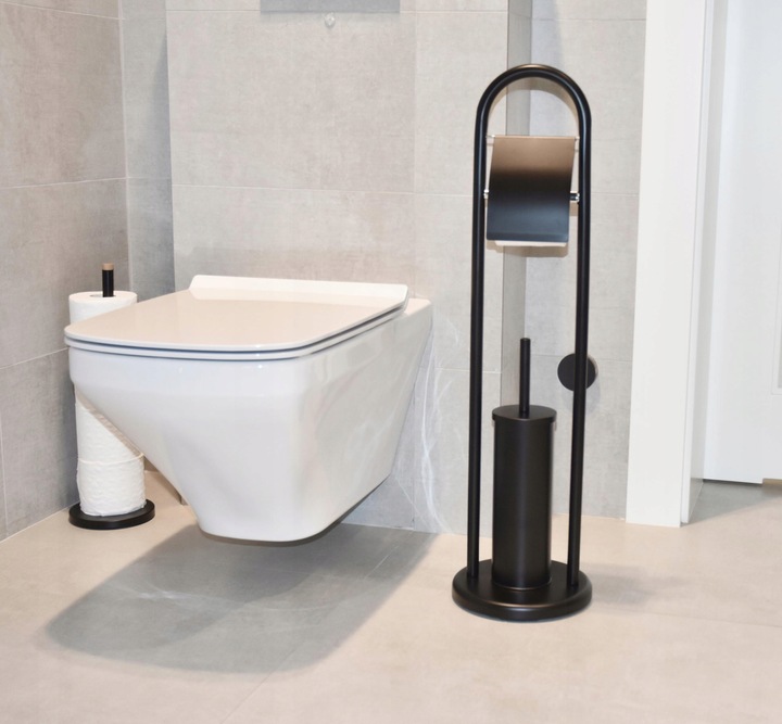 Stojak na papier toaletowy i szczotkę do WC czarny łazienkowy loft uchwyt
