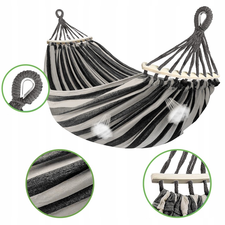 MOCNY HAMAK OGRODOWY DWUOSOBOWY HUŚTAWKA XXL WZMOCNIONY PAŁĄK + TORBA
