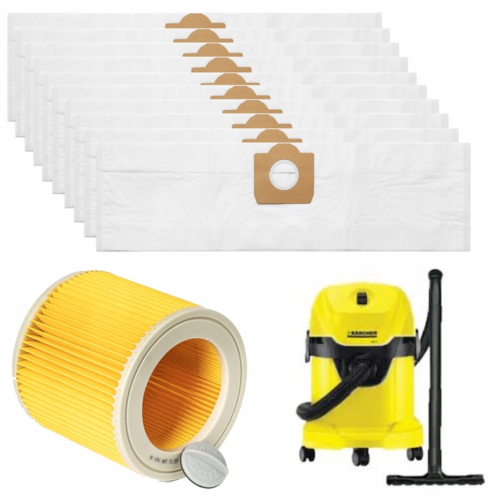 10x WORKI FILTR DO ODKURZACZA KARCHER WD3 SE4001 WD2 PLUS KWD V-17