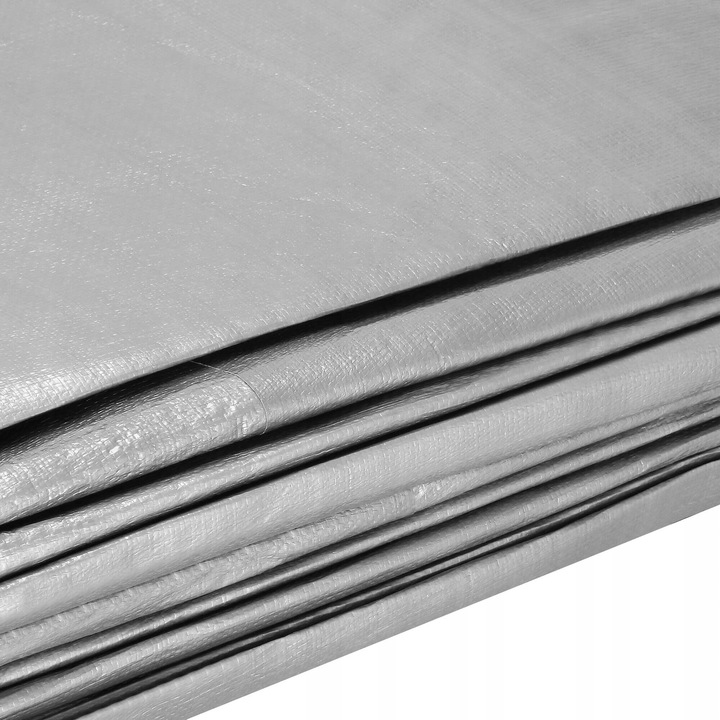 PLANDEKA PLANDEKI 5x8m SREBRNA WZMACNIANA 210G MOCNE OKRYCIE PŁACHTA