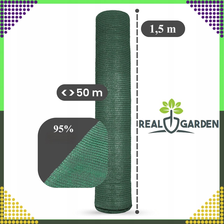 Siatka Cieniująca 1,5x50m Maskująca 95% Osłona Mata Na ogrodzenie Płot