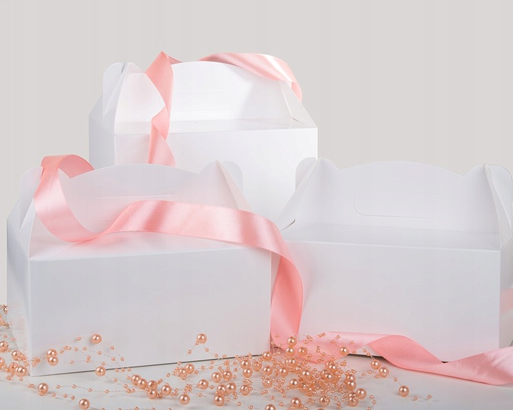 Pudełko Na Ciasto CHRZEST Gładkie Białe Ślub Wesele 10szt