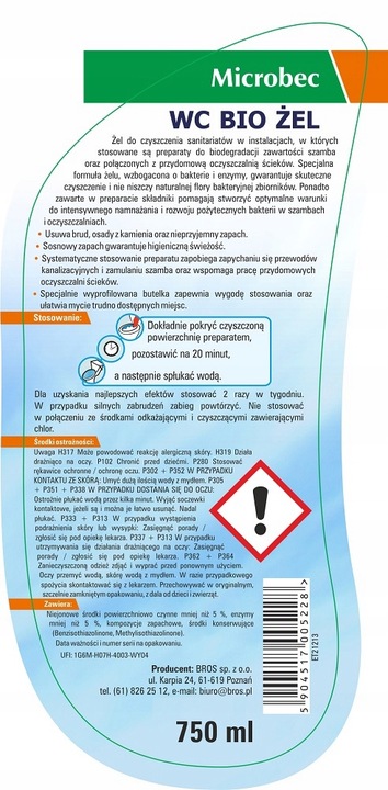 Microbec ULTRA Bakterie Preparat Proszek DO SZAMB 1kg + BIO ŻEL do WC