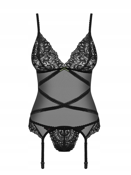 Obsessive Bondea Gorset i Stringi Czarny S/M