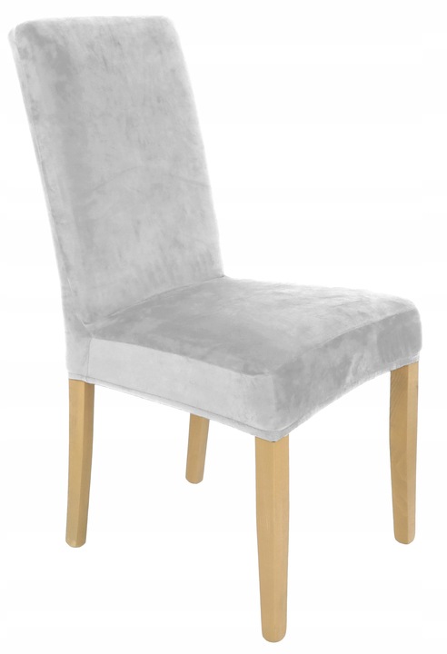 ZESTAW 6 SZT. POKROWCE POKROWIEC NA KRZESŁO JASNY SZARY WELUR ELASTYCZNY