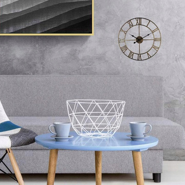 ZEGAR ŚCIENNY RETRO ELEKTRONICZNY CZARNY LOFT RZYMSKI 3D CICHY VINTAGE XXL