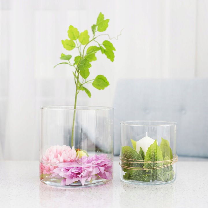 Wazon ŚWIECZNIK Lampion Cylinder 19 cm POJEMNIK Na Kompozycje