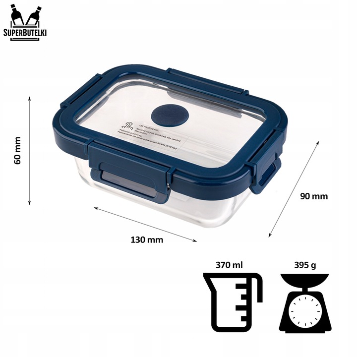 ZESTAW 4 sztuki pojemniki szklane lunchbox próżniowe do żywności +