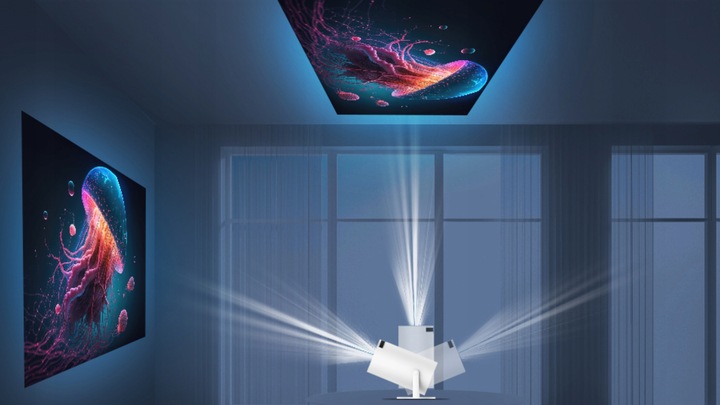 PROJEKTOR HY300 2025 NOWA WERSJA 4K WIFI PRZENOŚNY SMART ANDROID TV BIAŁY