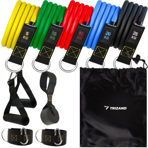 Gumy do Ćwiczeń Zestaw 5 Gum Oporowych Oporowe Fitness Treningowe + Uchwyty