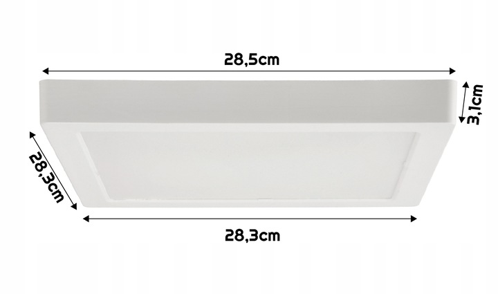 Plafon LED Lampa Sufitowa Natynkowa 24W 2640lm 4000K Biała Kwadrat