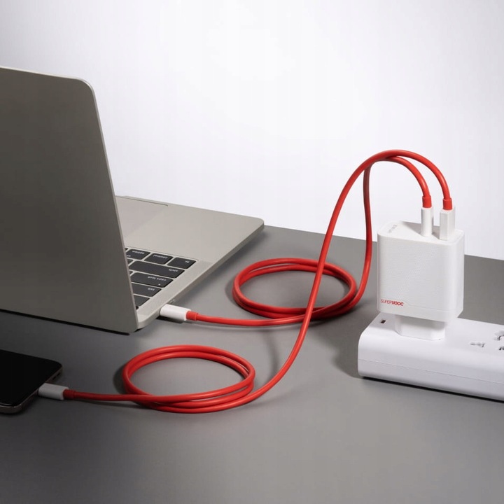 Ładowarka USB-A/USB-C OnePlus, 80W SuperVOOC + kabel 1m, oryginalna, szybka