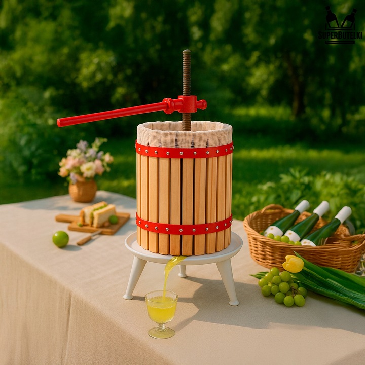 PRASA ŚRUBOWA RĘCZNA do OWOCÓW WINA SOKÓW OLIWY 18 L WYCISKARKA