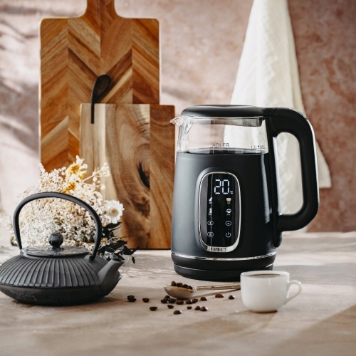 Czajnik Szklany Elektryczny Czarny 2200W Regulacja LED 1,7 L, Mocny