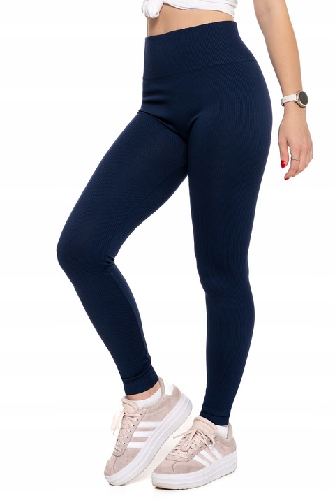 Legginsy Prążkowane Damskie z Wysokim Stanem Modne Sportowe MORAJ L/XL