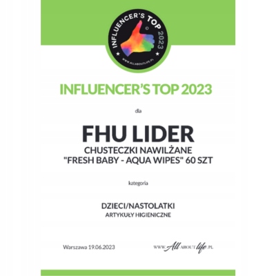 10x AQUA WIPES Nawilżane Chusteczki dla Dzieci Mokre 99% Pure Water 60 szt