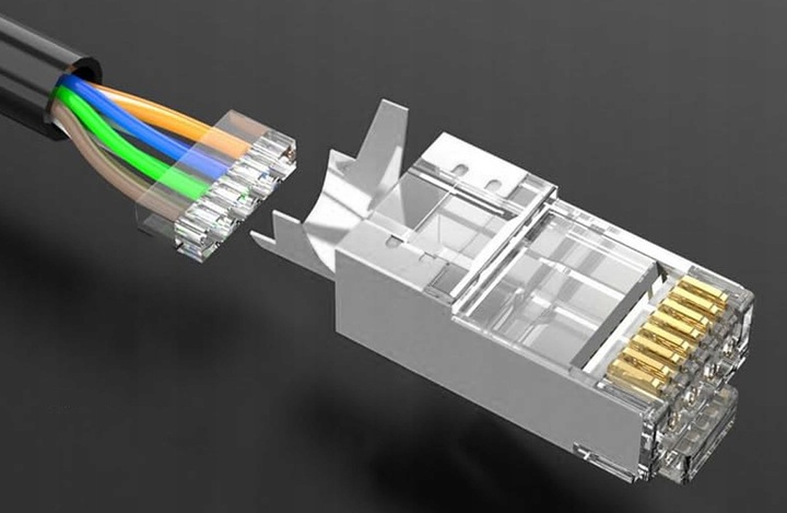 WTYCZKA WTYK ZŁĄCZE RJ45 CAT. 7 KOŃCÓWKI DO PRZEWODU LAN ETHERNET 10 SZTUK
