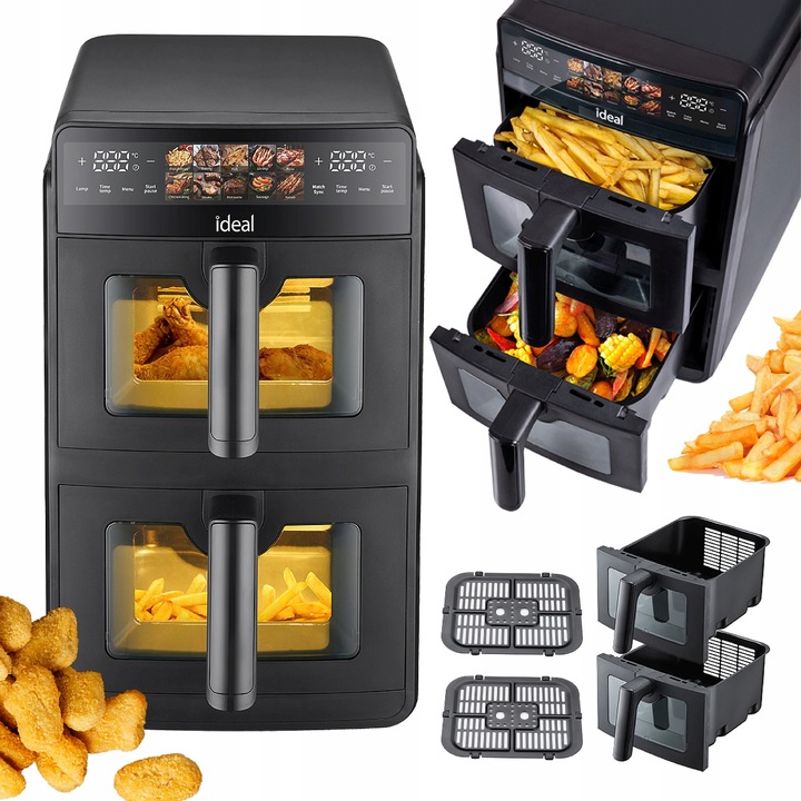 FRYTKOWNICA BEZTŁUSZCZOWA AIR FRYER IDEAL PODWÓJNA 10L DWUKOMOROWA