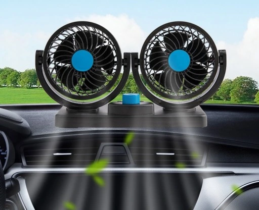 MOCNY WIATRAK WENTYLATOR SAMOCHODOWY PODWÓJNY 12V