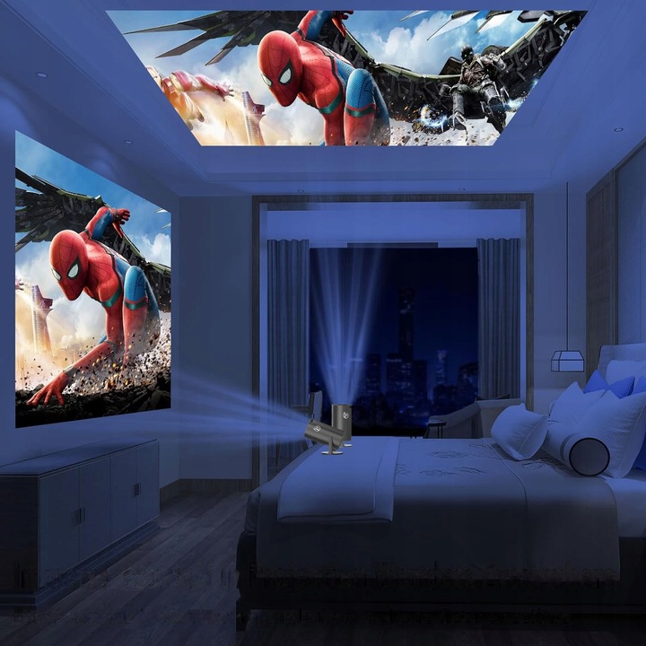 PROJEKTOR RZUTNIK ANDROID TV WIFI MINI 4K PRZENOŚNY SMART CZARNY