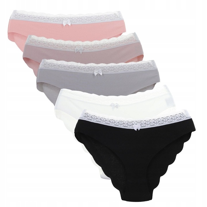 4x Majtki Damskie Bezszwowe Figi Bawełniane Laserowo Cięte Gładkie MORAJ M