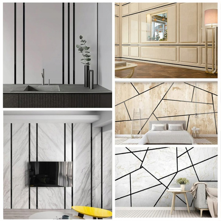 Listwa Dekoracyjna SAMOPRZYLEPNA Czarna POŁYSK Taśma Ozdobna 2cm x