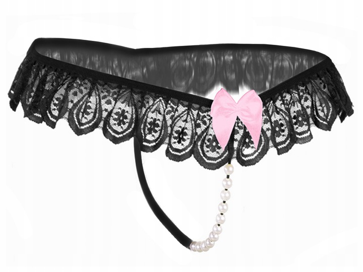 Koronkowe Stringi Perełkami Bielizna Noc Poślubna