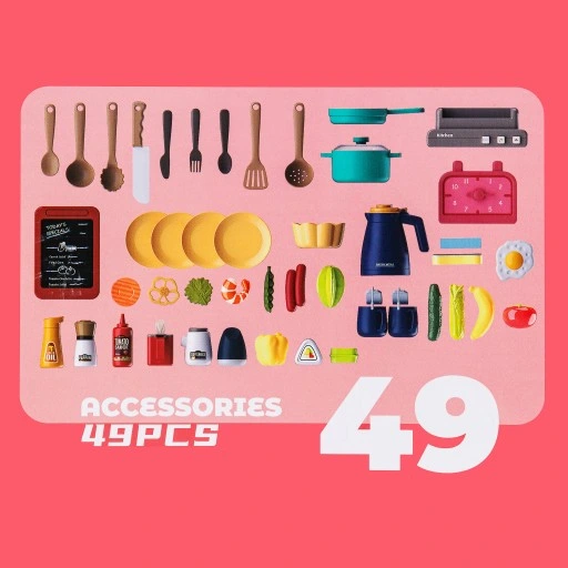 KUCHNIA DLA DZIECI ŚWIATŁO OKAP Z DŹWIĘKIEM KRAN PARA WODA TABLICA KREDOWA