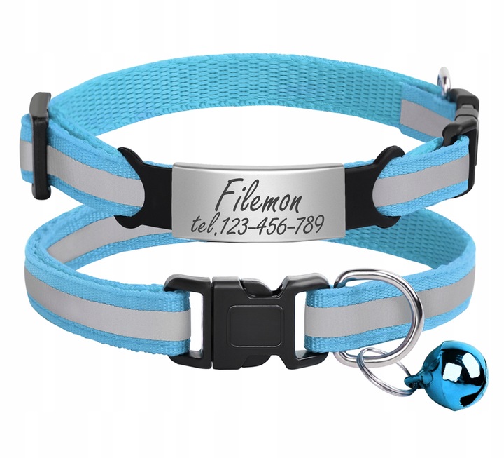Odblaskowa Obroża Kota Psa dzwonek + Identyfikator