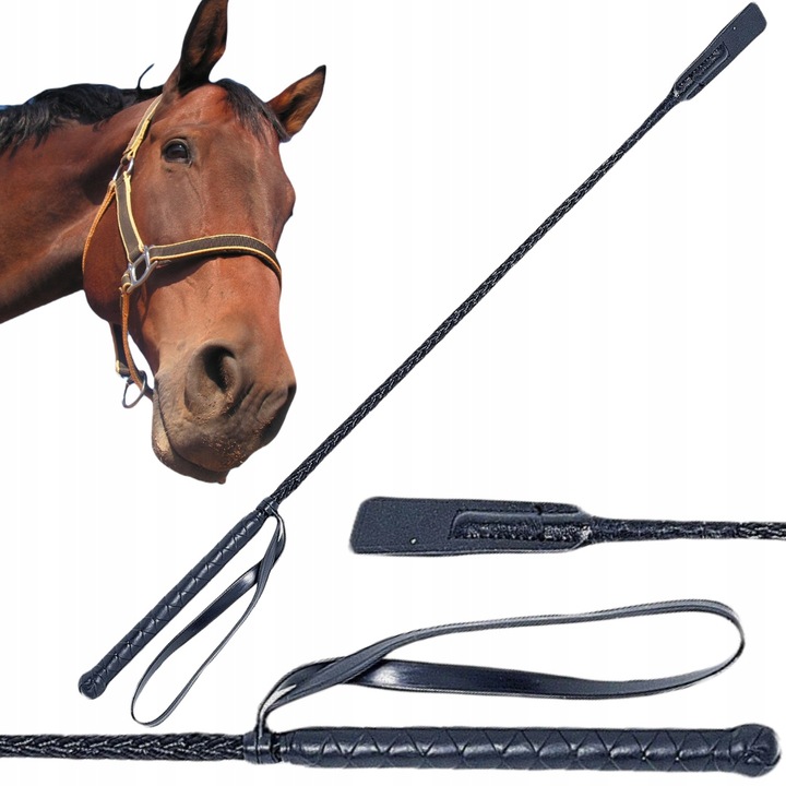 Bat skokowy jeździecki do jazdy konnej czarny, 65 cm, palcat,