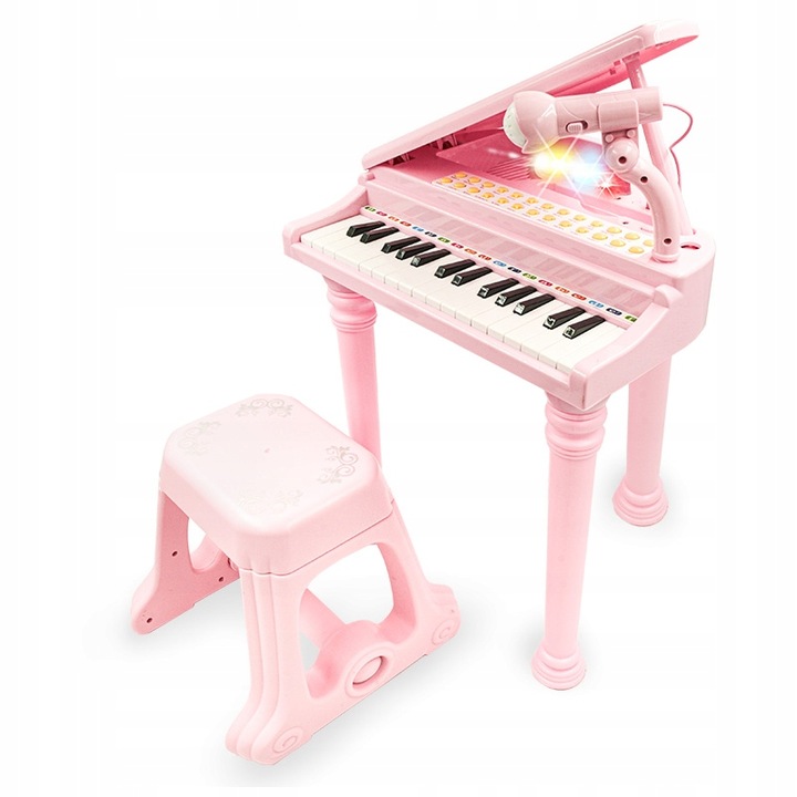 PIANINO ORGANY KEYBOARD DLA DZIECI KRZESEŁKO MIKROFON NAGRYWANIE KARAOKE