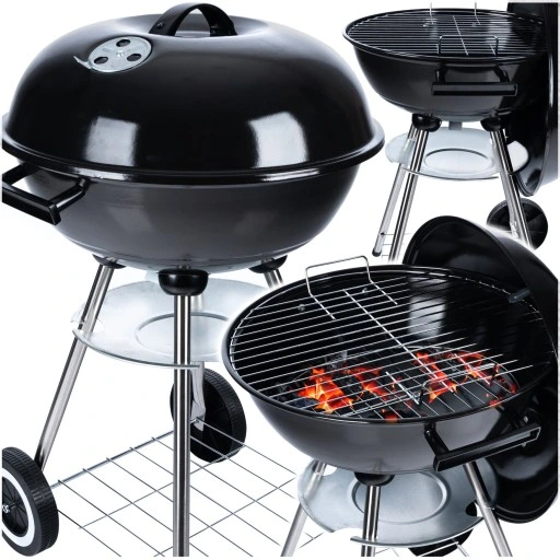 Grill BBQ KETTLE Ogrodowy węglowy na brykiet Zamykany POKRYWA półka