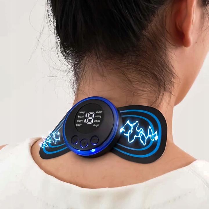 MASAŻER ELEKTROSTYMULATOR SZYI KARKU MIĘŚNI BRZUCHA EMS 8 TRYBÓW USB PILOT