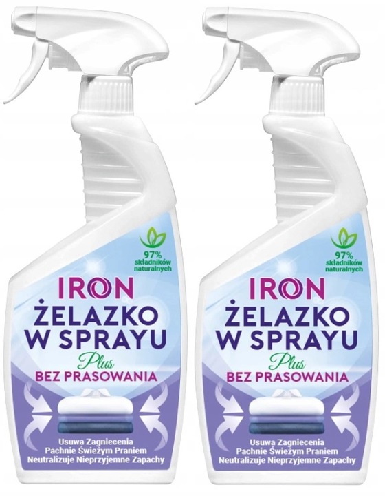 IRON ŻELAZKO W SPRAYU PLUS ZESTAW prasowanie bez żelazka 2X 750ML PODRÓŻ