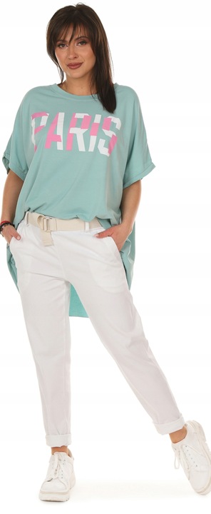 F660 Bluzka TUNIKA oversize Asymetryczny krój, PARIS