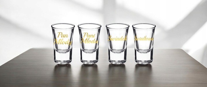 Kieliszki oszukane GRUBE DNO Świadkowa Świadek Pani Pan wesele do wódki