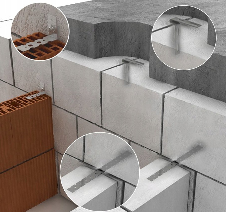 ŁĄCZNIK DO MURU ŚCIAN 300 mm ATEST- 100 SZTUK