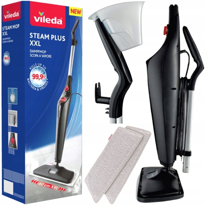 Mop parowy Vileda Steam Plus XXL-2x wkład z mikrofibry+nakładka do dywanów